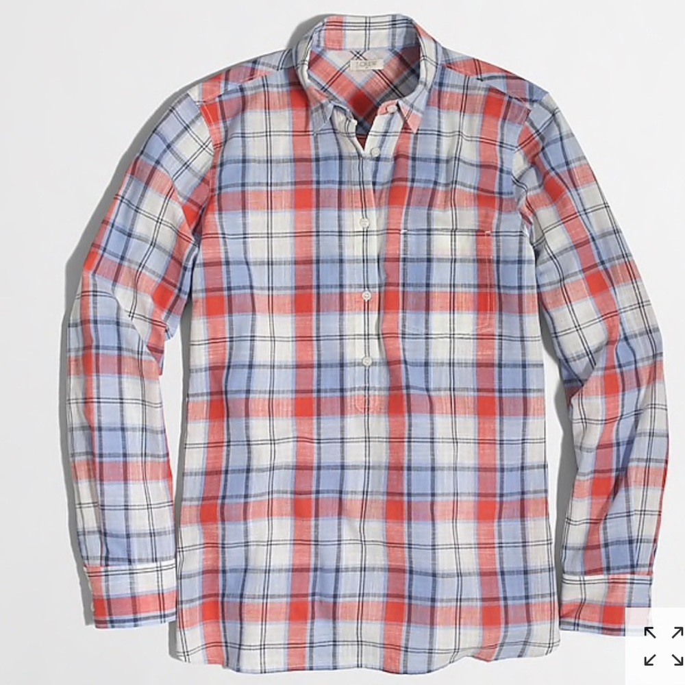 Women’s J Crew Plaid Popover Shirt - size Small